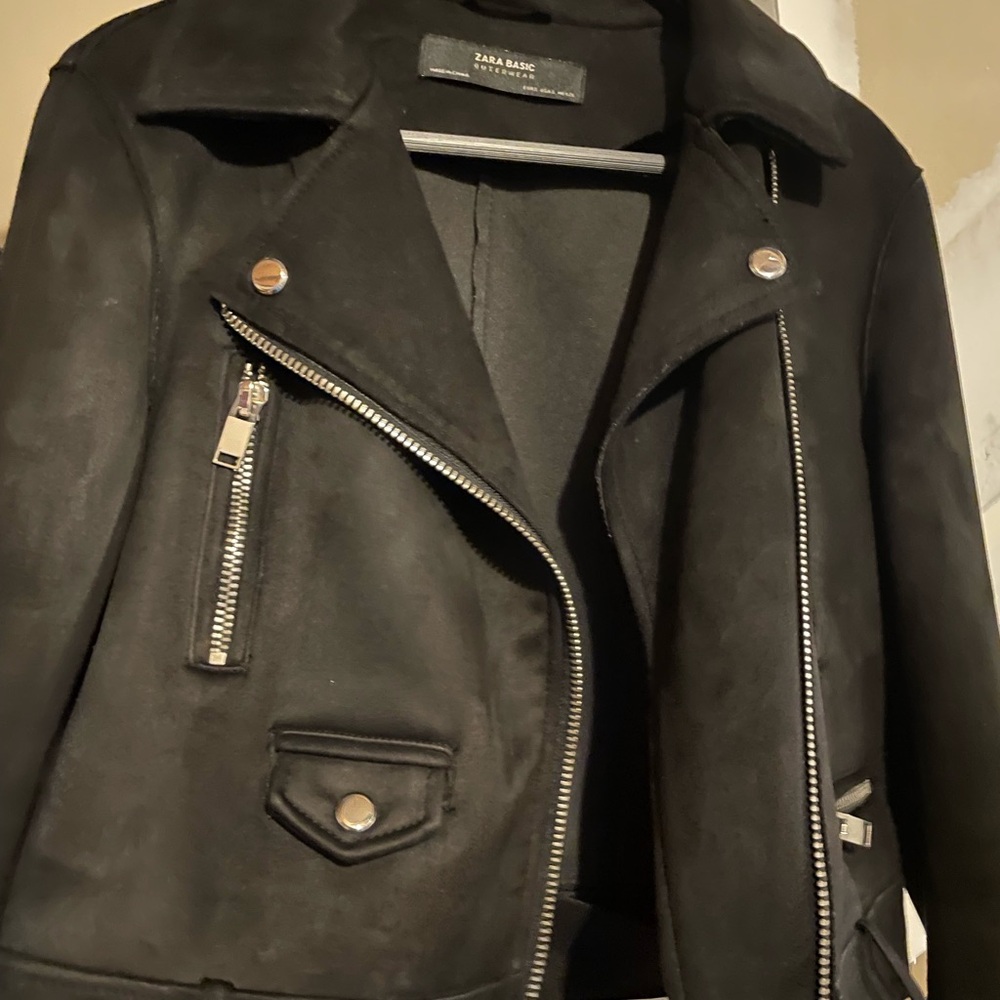 ZARA basic Suede Biker Jacket - Picture 5 of 7